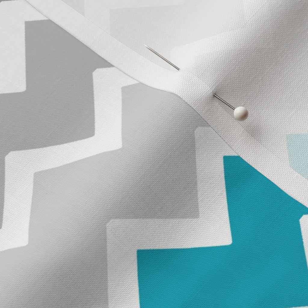 Spoonflower Fabric - Turquoise Aqua Teal Blue Grey Gray Ombre Chevron Zigzag Room Printed on Petal Signature Cotton Fabric by The Yard - Sewing Quilting Apparel Crafts Decor