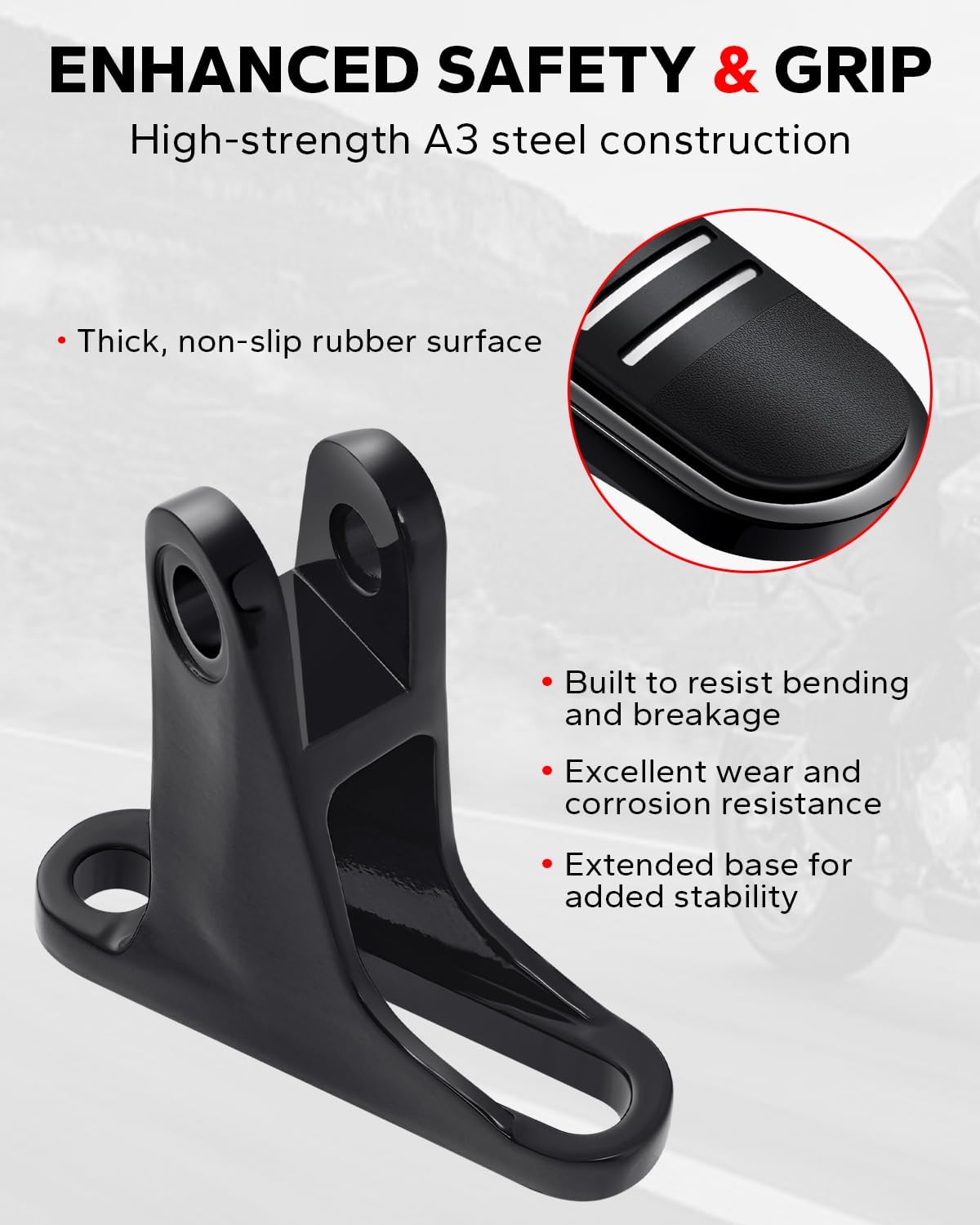 Amazicha Passenger Foot pegs Passenger Mini Footboard FootPegs Fit for Harley Davidson Touring Road King Electra Glide Road Glide Street Glide 1993-2024, Black