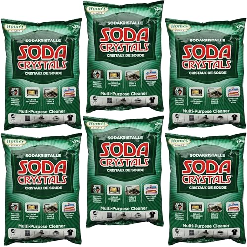 6 x Soda Crystals 1.2kg Multi-Purpose Cleaner & Degreaser, Removes Stains, Softens Water, Unblocks Drains, Natural Household Cleaner & Laundry Booster Home and Kitchen