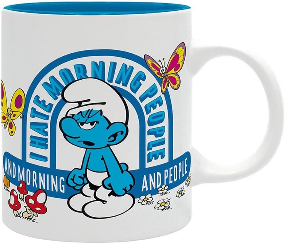 The The Smurfs Morning Mood 11 Oz. Ceramic Coffee Tea Mug Home & Kitchen Drinkware Cartoon Merch Gift