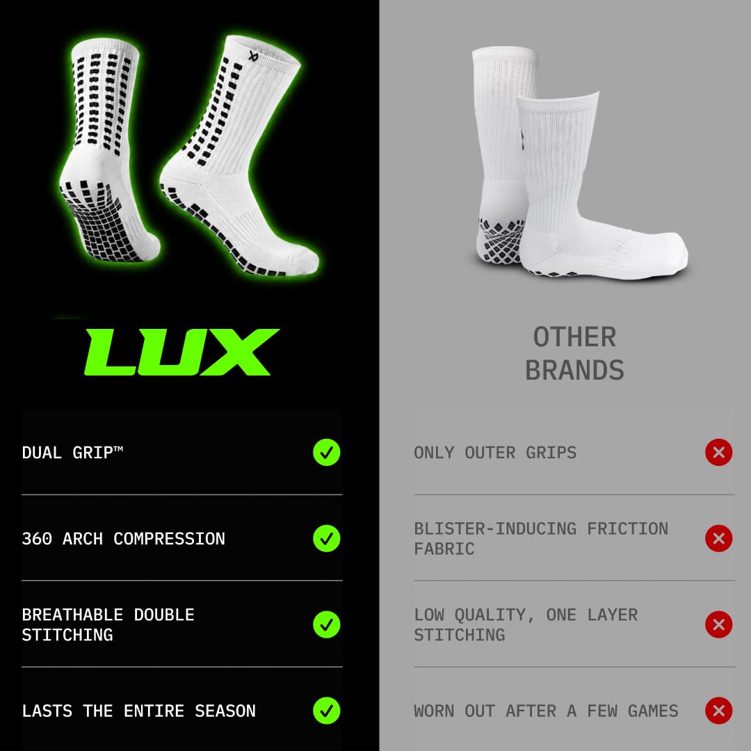 LUX Sports antidérapant Chaussettes de Football, antidérapant Chaussettes de Sport, Coussinets en Caoutchouc, DE Qualité supérieure, Basketball, Football, randonnée, Course à Pied, Noir, 39-45…