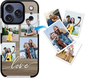 Custom Phone Case for iPhone 17 Pro, Multi-Photo Collage, True Fit Soft TPU Anti-Scratch Protective Shockproof Cover, Create Your Own Phone Case for iPhone, Black