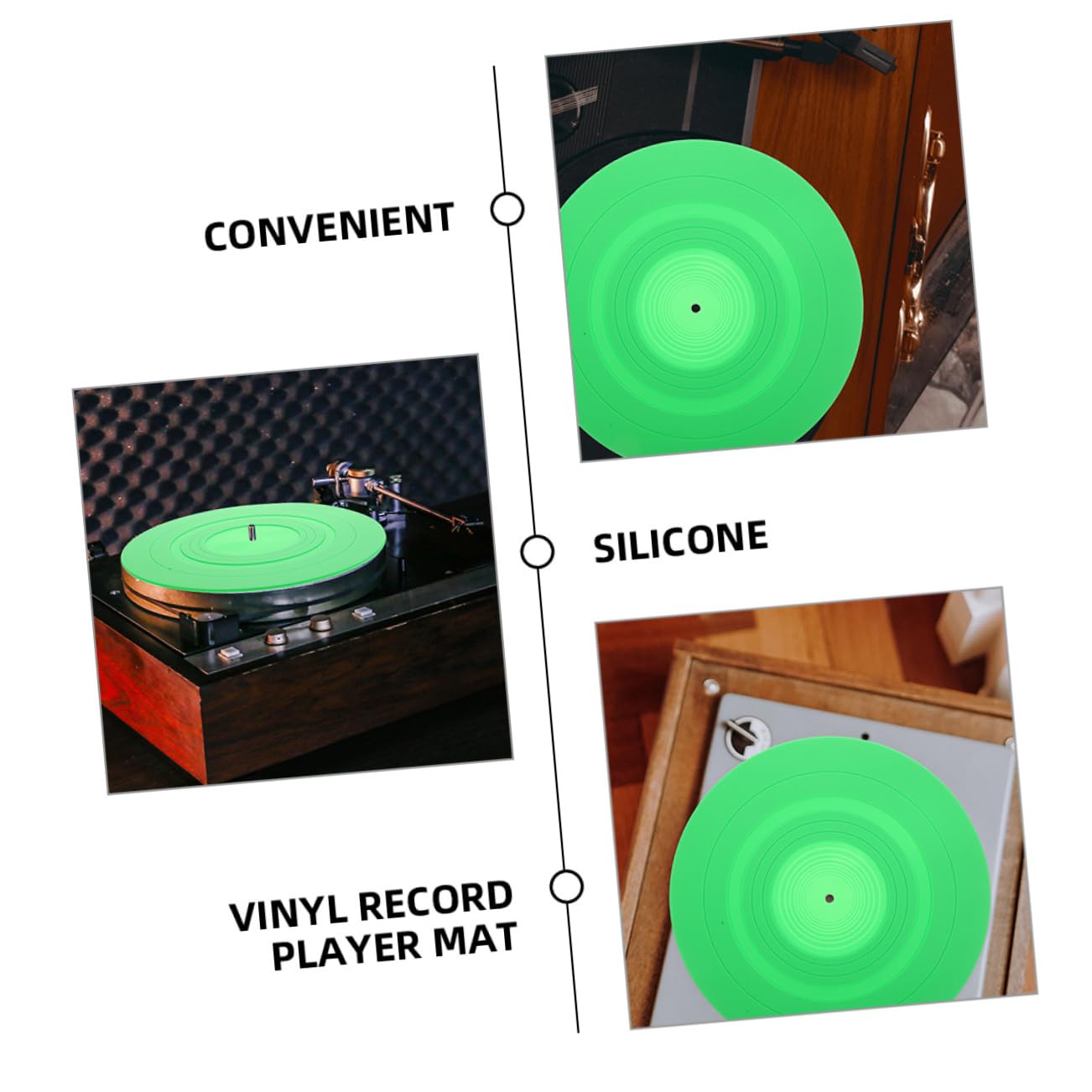 Alfombrilla de Silicona para Tocadiscos de Vinilo, 2 Piezas