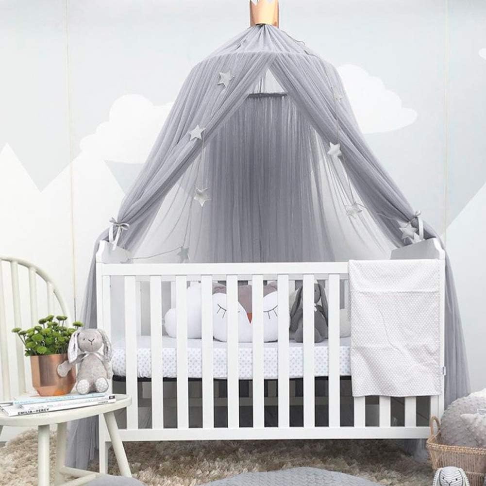 Bed Canopy for Girls, Princess Canopy Bed Curtains, Mosquito Net for Bed, Dome Mosquito Netting Bed Tent Hanging Beds Net for Bedroom Decorative, Travel, 23.6 X 94.5 in (Grey)