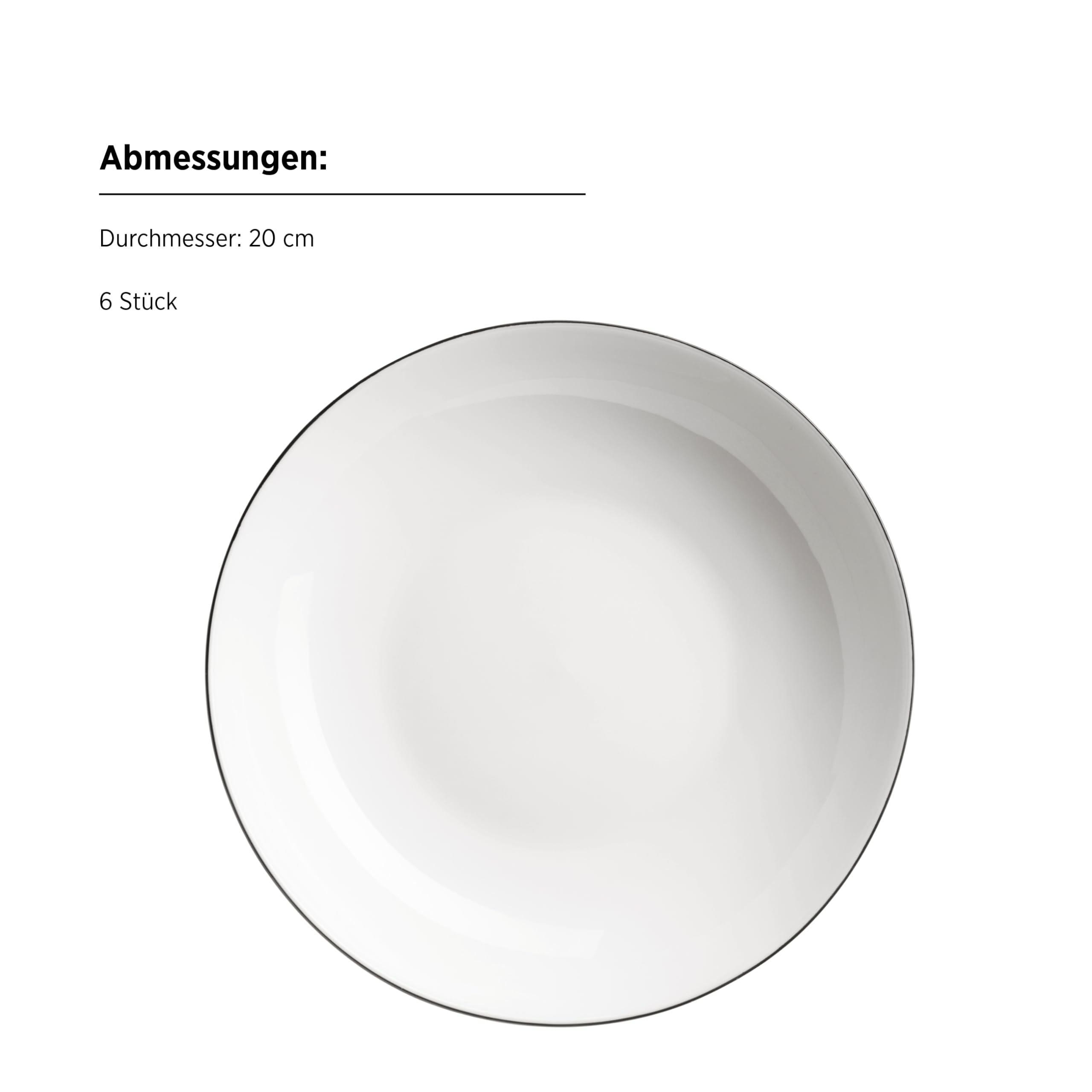 MÄSER Seria Felise, elegancki serwis obiadowy, zastawa stołowa dla 6 osób, elegancka, ponadczasowa, z czarną krawędzią, porcelana, biała