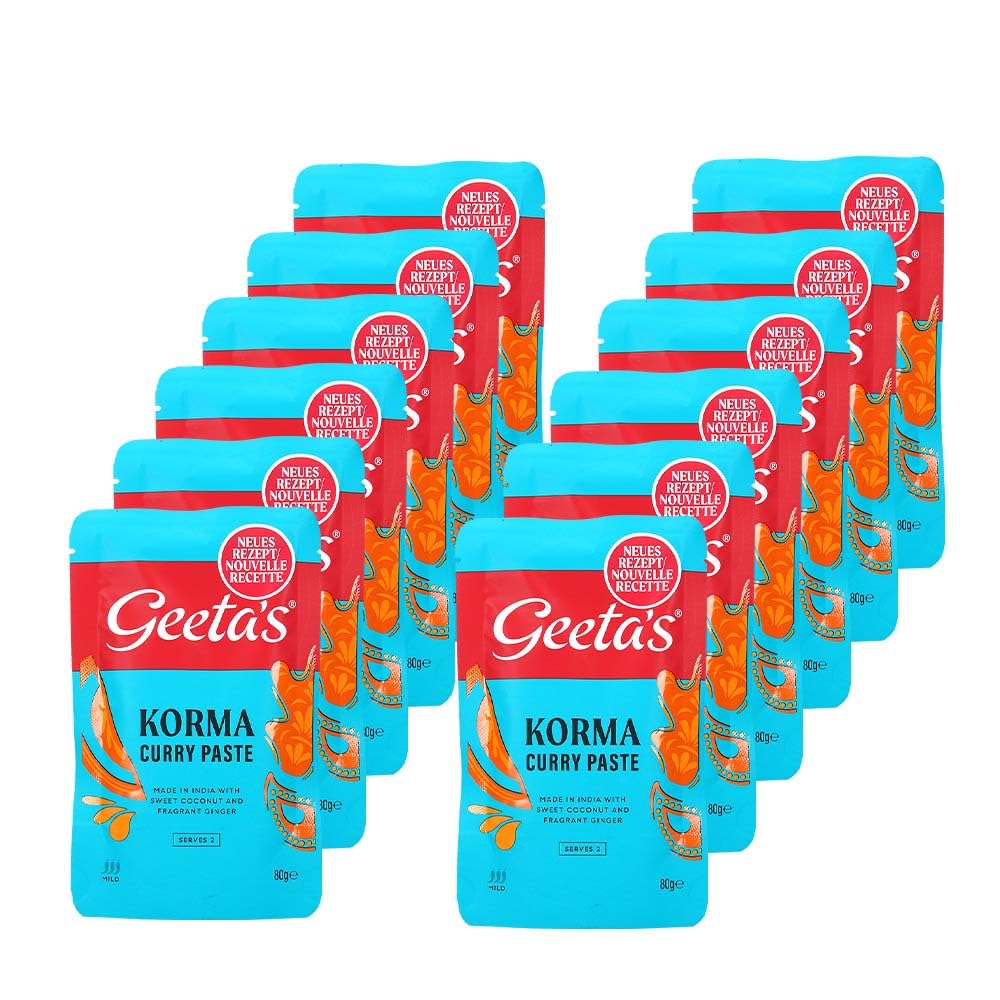 Geeta's 12x Curry Paste Korma Mild | 12x 80g | für 2 Personen | Vegetarisch | Vegan | Glutenfrei