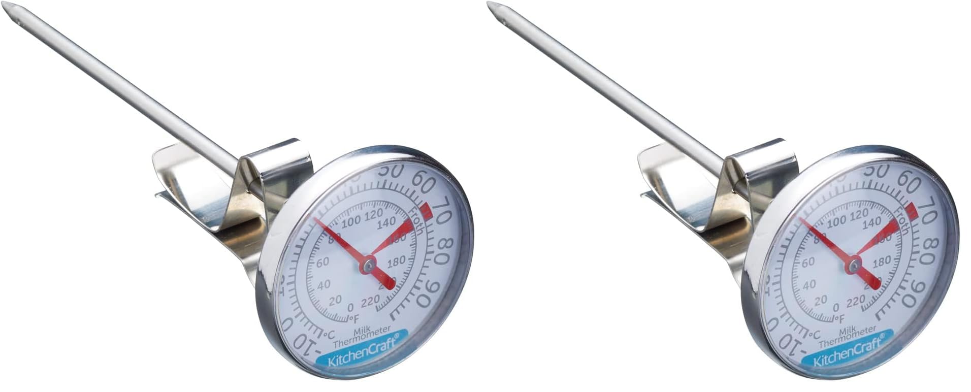 Thermomètre à lait KitchenCraft en inox avec cadran de précision lisible