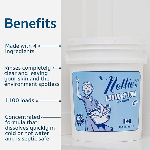 Miniatura 26 de Nellie's - Detergente en polvo para lavar la ropa, detergente concentrado, a granel, 500 cargas, fórmula ecológica, biodegradable, vegana