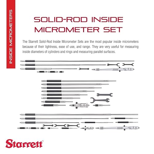 Miniatura 20 de Starrett Juego de micrómetro interior de varilla sólida con figuras de lectura rápida, yunques endurecidos y rectificados, aislados, ajustables