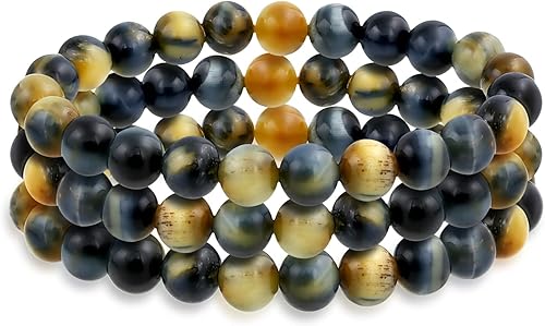 Vista 33 de Bling Jewelry Juego de 3 pulseras elásticas unisex apilables con cuentas redondas de 0.315 pulgadas para mujeres, adolescentes y hombres, multihebra