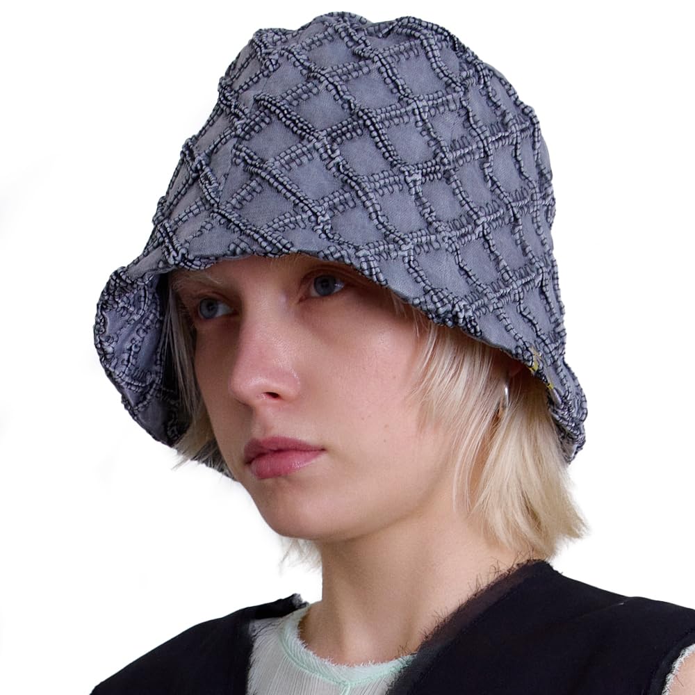 UNDERCONTROL Chapeau bob vintage en laine brossée ethnique solide avec étiquette dorée à bord court élégant et tendance