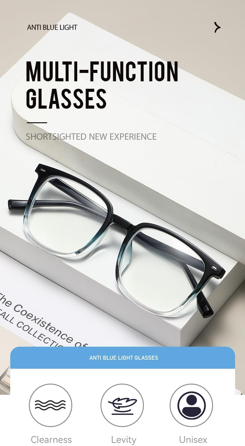 3 Pack Distance Nearsighted Glasses, Anti Blue Light Near Sighted Vision Driving Farsighted Myopia Eyeglasses - Image 6