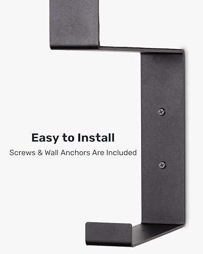 Miniatura 6 de Soporte para esterilla de yoga con acolchado protector de montaje en pared, estante de almacenamiento de acero, colgador de ancho ajustable de 2