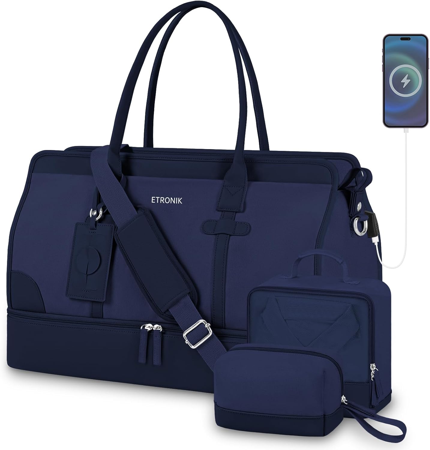 ETRONIK Weekender Bag for Women, Large Canvas Travel Bag