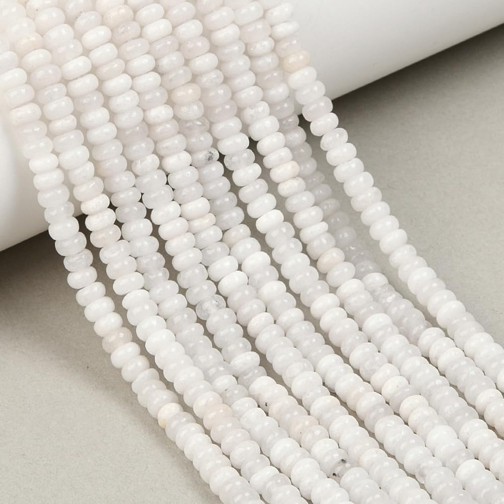 1 Box 2 Strands 336PCS 4X2MM White Natural Jade Rondelle Beads with Holes Gemstone Crystal Abacus Disk Stone Smooth Spacer Charms Bead for Jewelry Making Bracelets Earrings Diy Craft Supply - Image 7