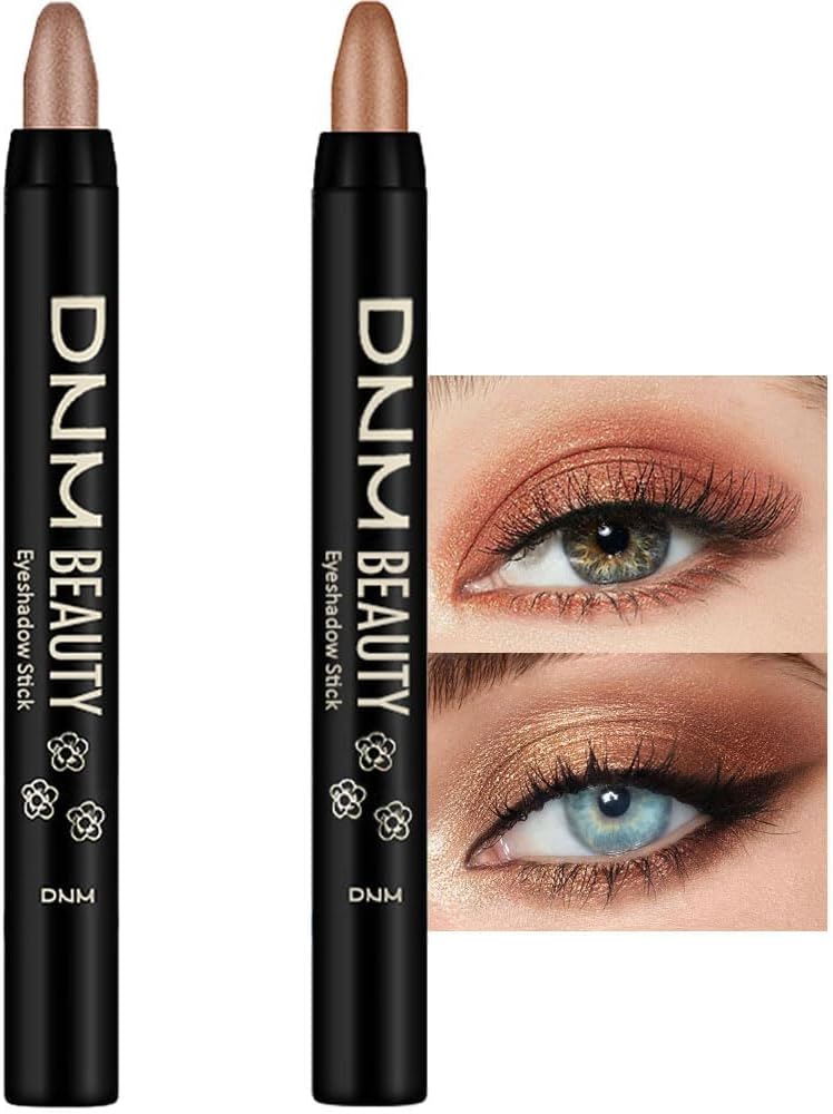 evpct 2Pcs Cream Eyeshadow Sticks Set for Eyes Beige Gold & Bronze Gold Shimmer Eye Crayon Shadow Brightener Stick Pencil Pen Bulk sombras en crema para ojos 05+15