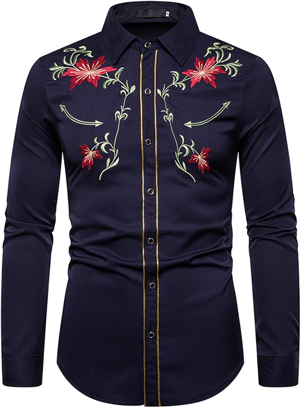 Herren Langärmelige Floral Ambroidered Westlichen Stil Freizeit und