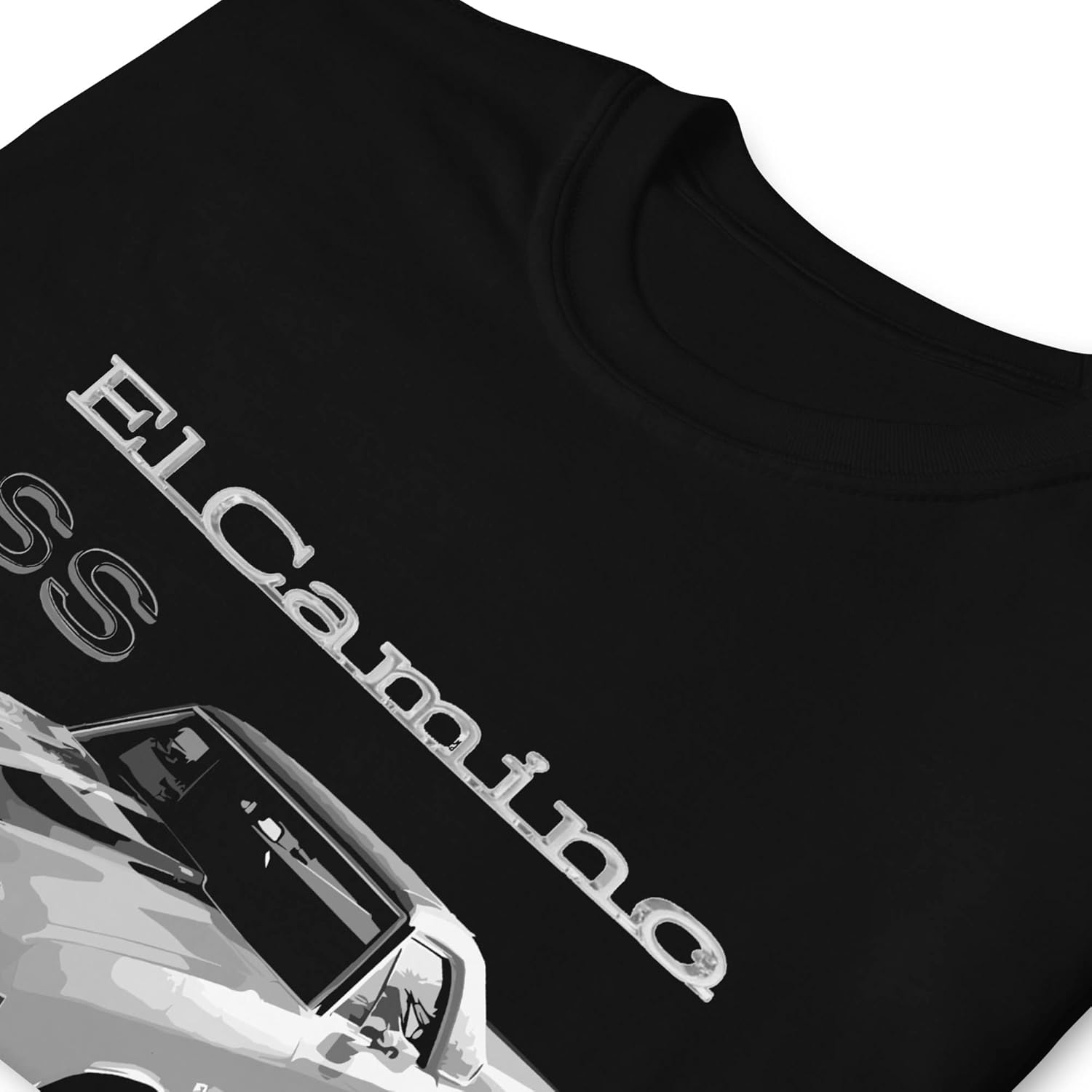 1972 Chevy El Camino SS Classic Car Graphic T-Shirt | Vintage Car Enthusiast Gift Black