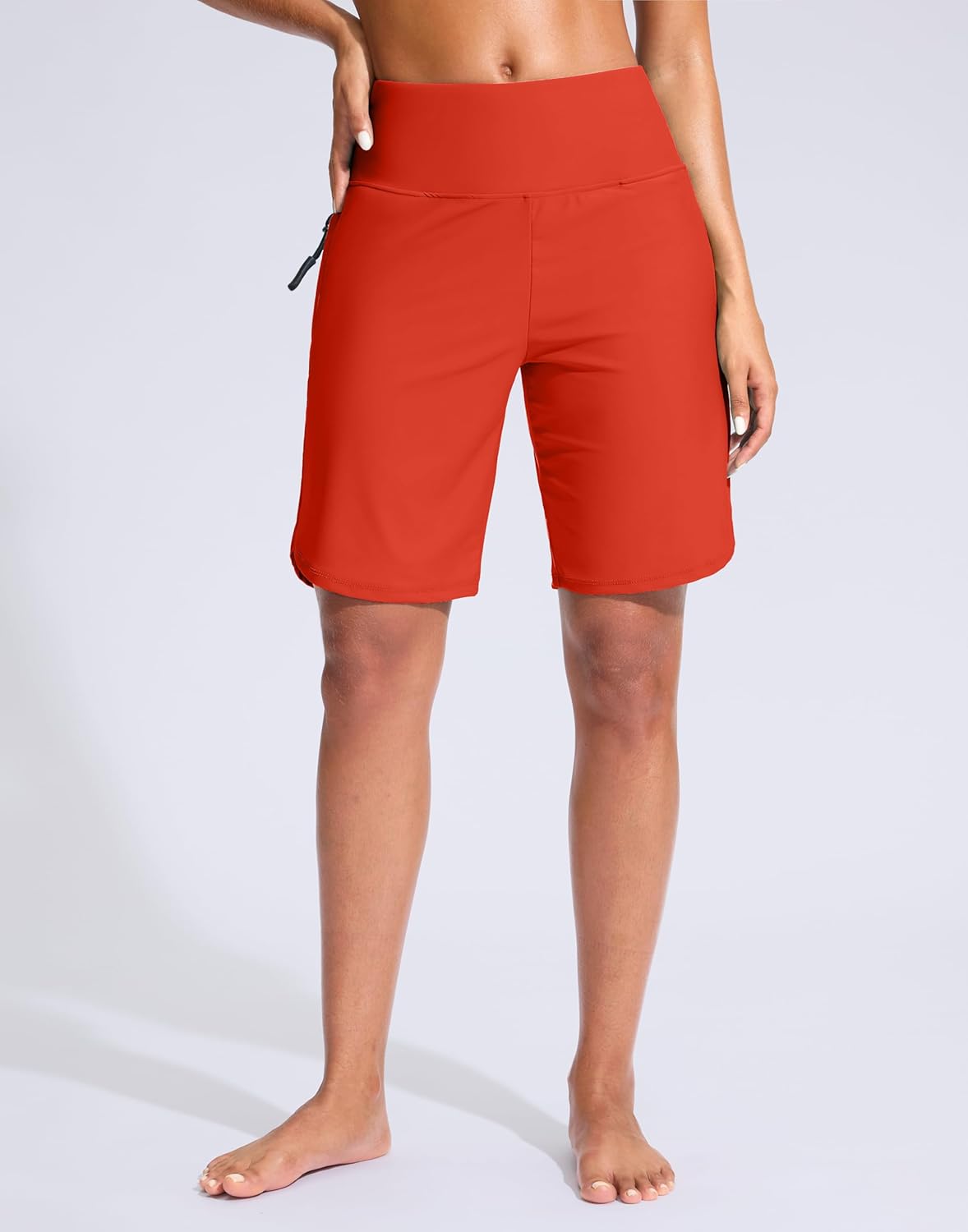 G Gradual Women's 9" Long Swim Board Shorts with Zipper Pockets High Waisted Knee Length Beach Swimming Shorts with Liner - Image 2