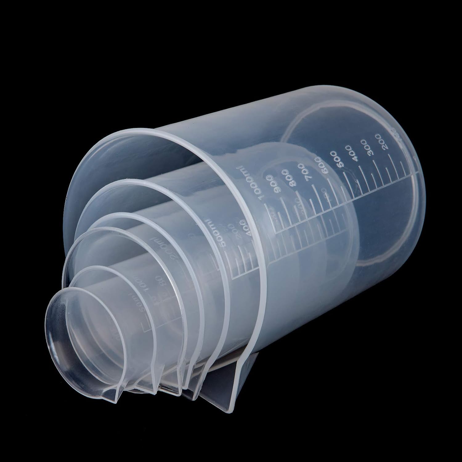 Coopay 12 PCS Plastic Beakers Plastic Graduated Cups Clear Multipurpose Epoxy Mixing Measuring Cup, Liquid Container Beaker in 50ml/100ml/200ml/300ml/500ml/1000ml for Resin, Epoxy, Mixing Paint