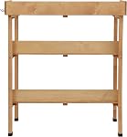 Outsunny Banc de potage extérieur, Table de poting en bois avec étagère de stockage, Plateau en métal, Crochets pour jardin, Patio, Balcon, Naturel