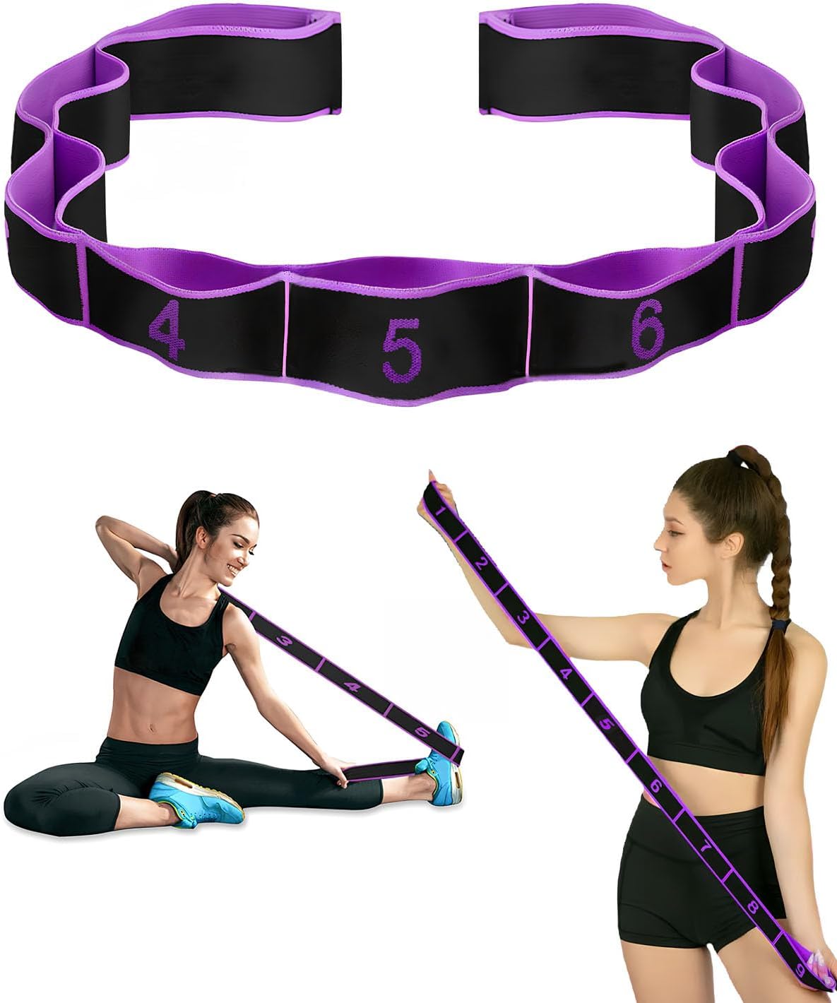Stretch Strap,Adults 9 Loops Stretch Band,Resistance Bands for Gymnastics Training,Yoga,latin Exercise Trainer