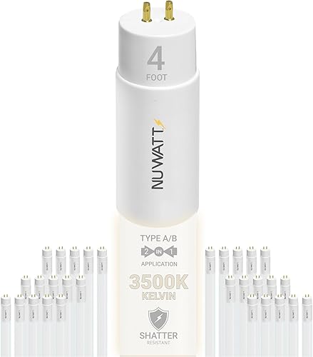 NuWatt Paquete de 30 tubos de luz LED T8 de 4 pies, T10 T12 híbrido tipo A+B, 3500K blanco neutro, 18 W de alto brillo 2200 lúmenes, reemplazo de