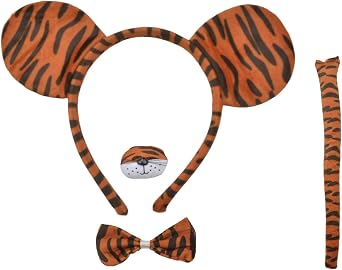 Adults Halloween Animal Costume Set Tiger, Dalmatian, Dachshund, Giraffe, Leopard & Pig Dress Up Kit with Headband