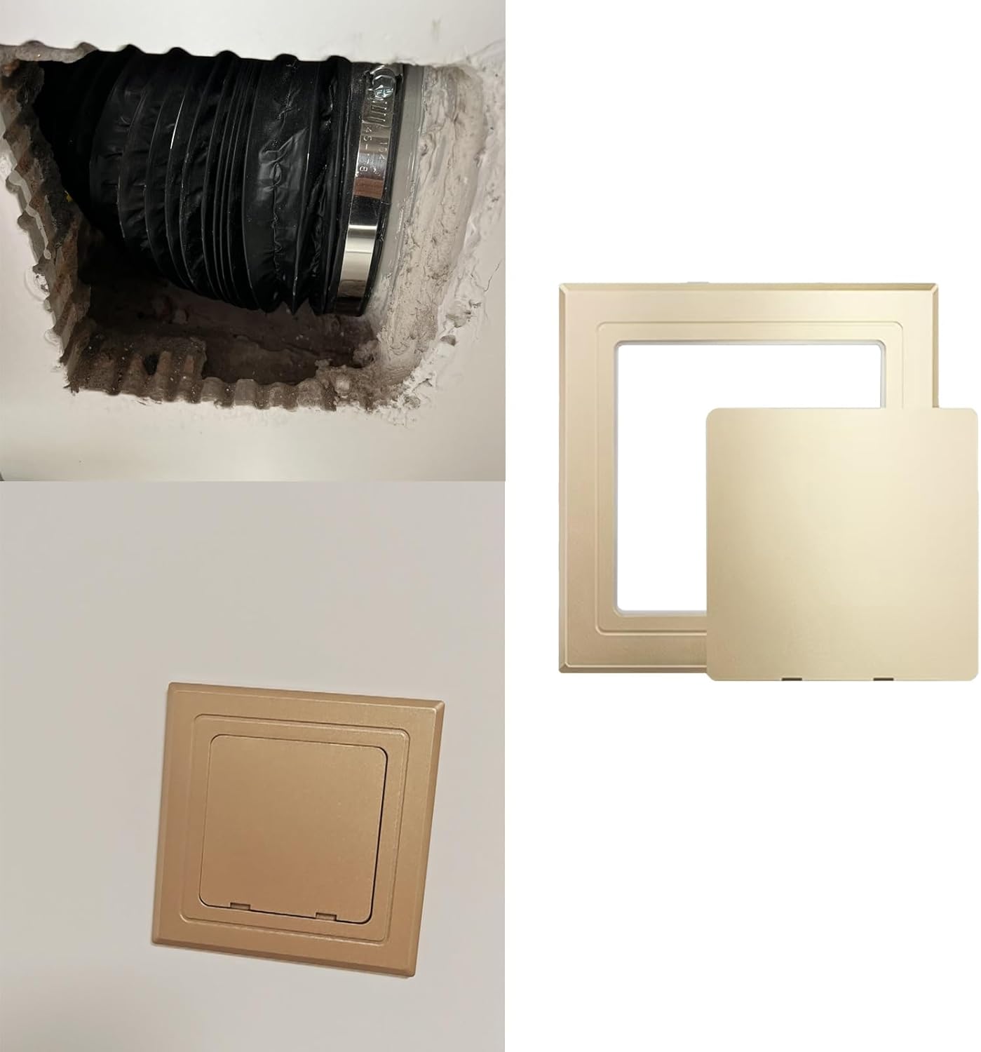 Access Panel Door for Wires & Pipes - Self-Adhesive ABS Removable Frame, Ideal for Home/Office/Hotel - 15x15cm (5.9"x5.9") - Elegant Gold Finish