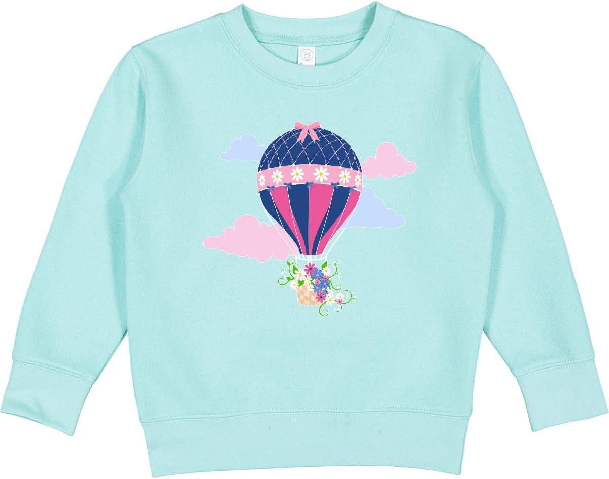 inktastic Hot Air Balloon with Flowers and Clouds Toddler Sweatshirt
