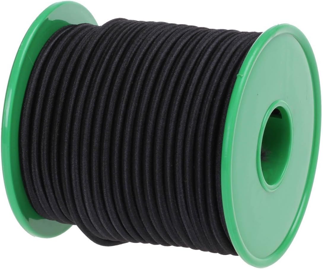 1/8-Inch (3 mm) Black Round Heavy Elastic Cord 20-Yards with Plastic Spool