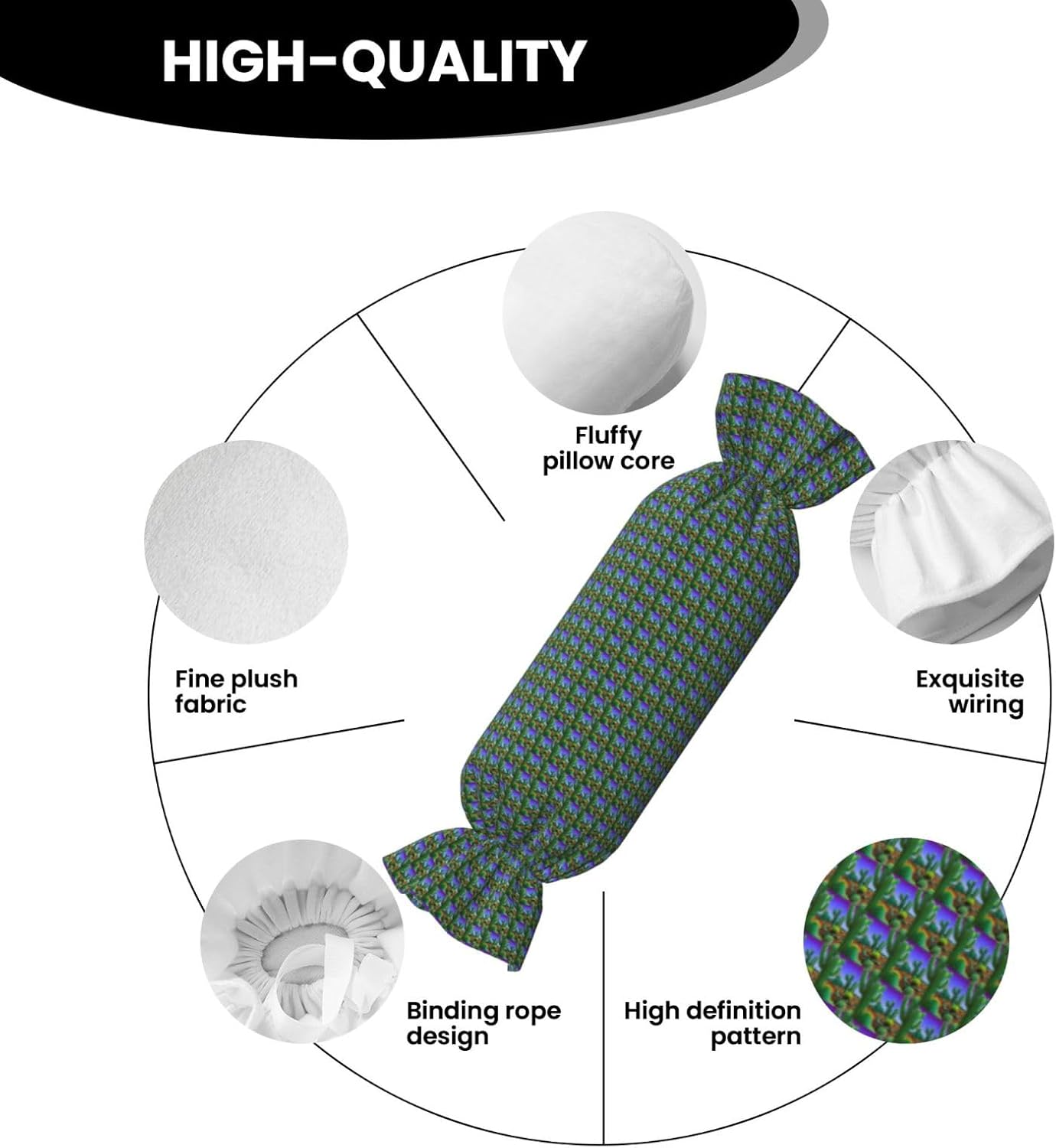 Cactus Desert Print Candy Cylindrical Eco-Friendly Pillow Soft Velvet Living Room Bedroom Travel Decor