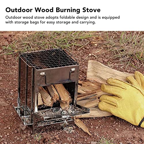 Hobo Kocher, Kleiner Camping Ofen Tragbarer Outdoor Grill Campingkocher Holzofen aus Edelstahl für Camping, Wandern, Picknick, BBQ, Reisen – Bild 4