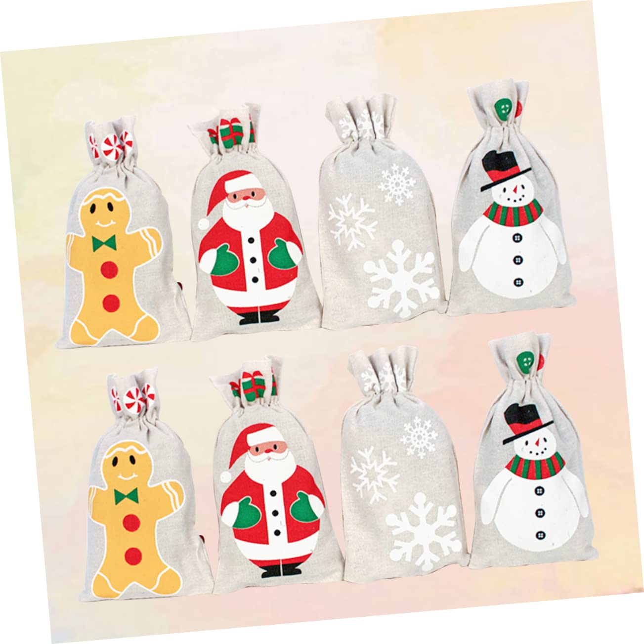 SOLUSTRE 8 Stück Weihnachtsgeschenksäckchen aus Leinen mit Kordelzug Tragbare Aufbewahrungsbeutel für Handy und Kosmetik für Festliche Feiern Zufälliger Stil
