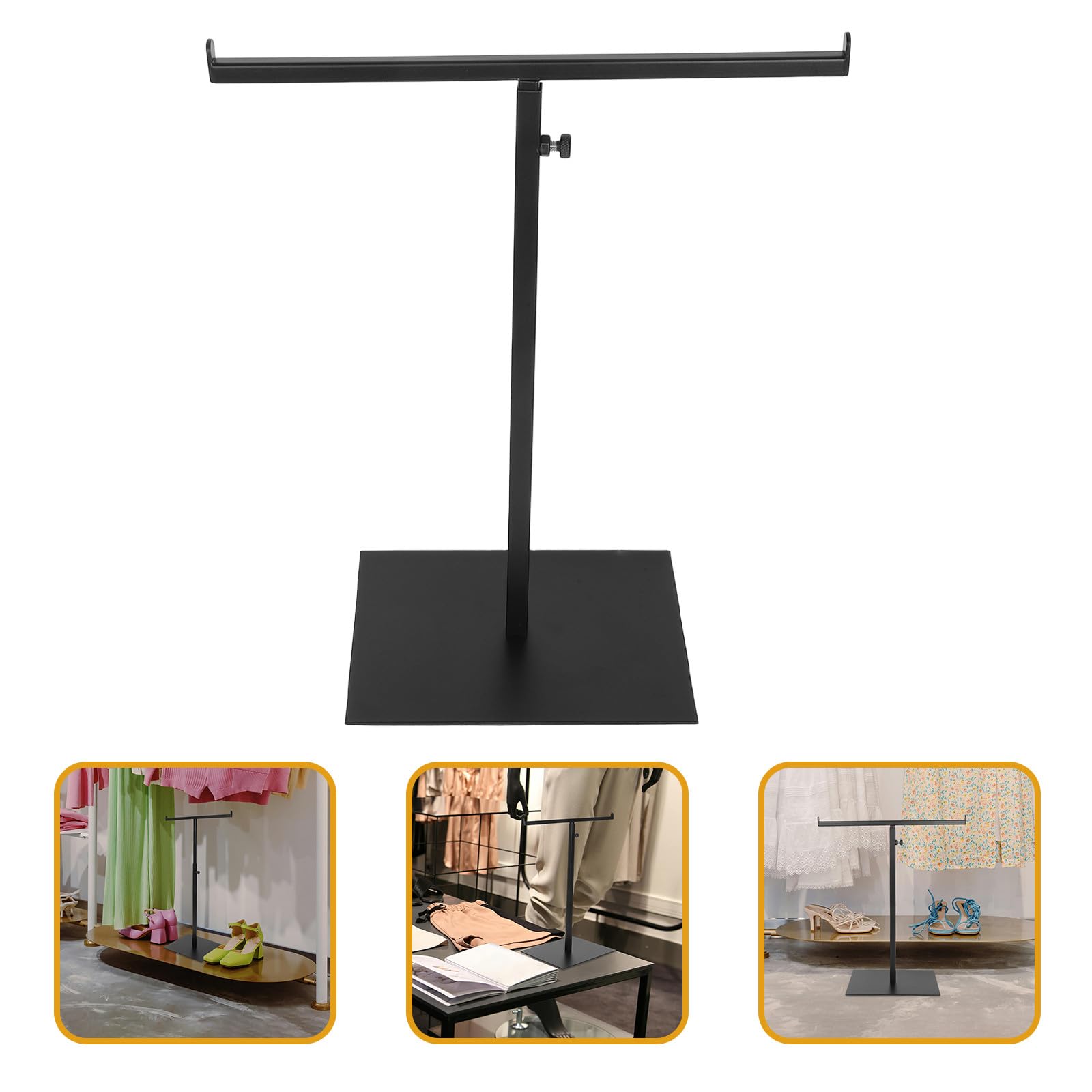Soporte Expositor T Tipo para Bolsos de Mano Altura Ajustable, Acero Inoxidable Negro Resistente al Óxido y Antideslizante para Baño y Colección