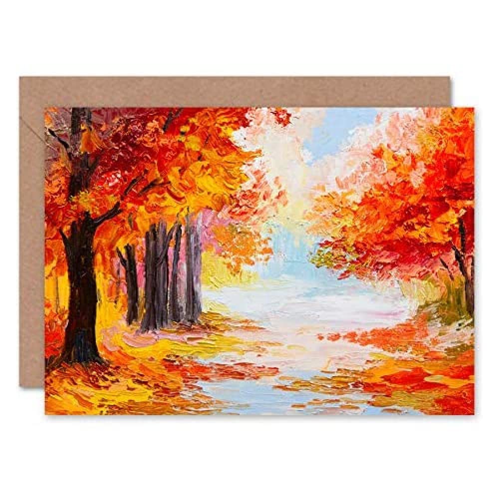 Artery8 - Greeting Card - Autumn Tree Forest Landscape Painting