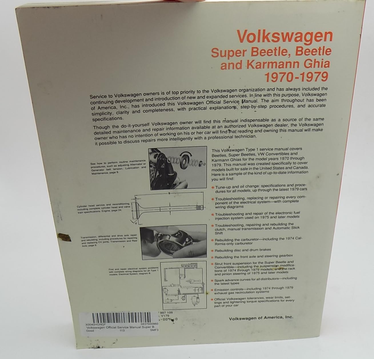 Example page from Volkswagen Official Service Manual showing diagrams and text for various components