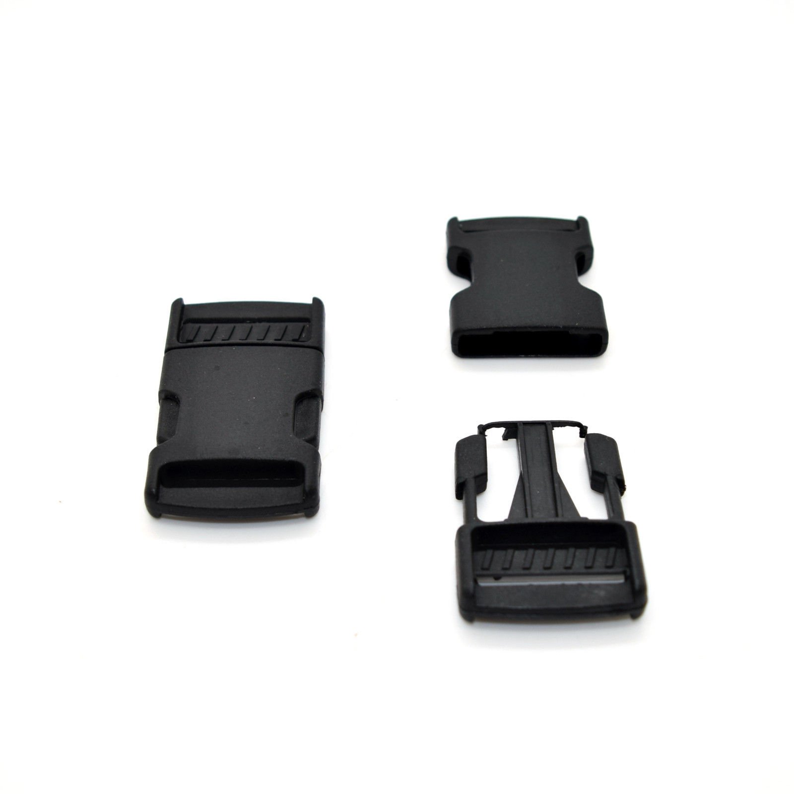 2 x 25mm 1 inch Plastic Side Release Buckles Clips For Webbing Strap (Black)