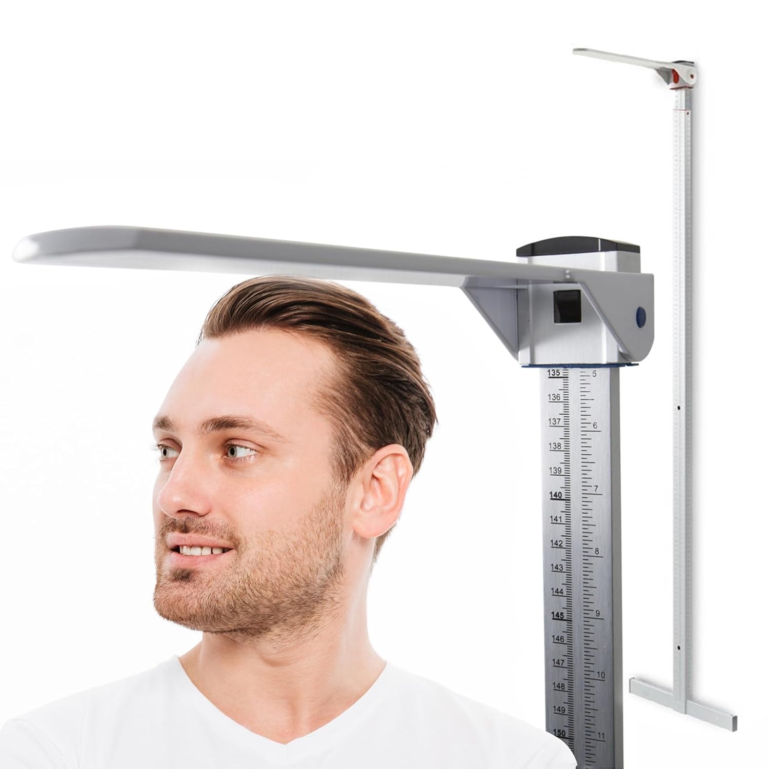 Helsevesen Wall Mounted Stadiometer Professional Aluminum Alloy Telescopic Height Rod, MR-230 Full Size 2” to 90” for Adults and Kids, Medical Office, Home, Gym Height Measuring Device