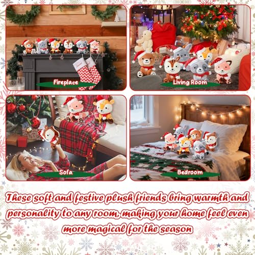 Image of RoundFunny 6 Pcs Christmas in July Woodland Animals 7'' Stuffed Animals Set