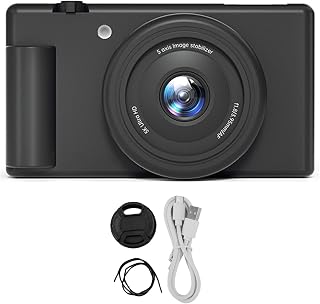 Pissente 5K WiFi Digital Camera 80MP HD Vlogging Camera with 180 Degree Flip Screen 5 Axis Gyro Anti Shake for Photography and Videography (Black)