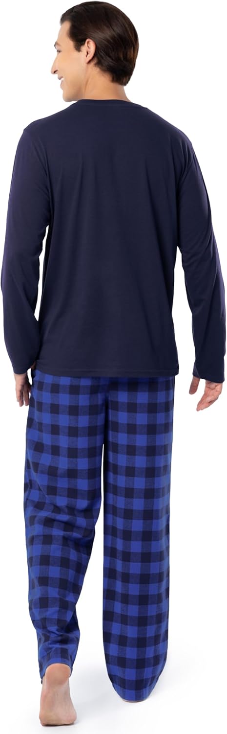 IZOD mens Long Sleeve Jersey Top and Flannel Pants Pajama Sleep Set - Image 2
