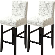 ANWUCHEN Stool Covers,2PCS Stretch Bar Stool Covers with Backs White