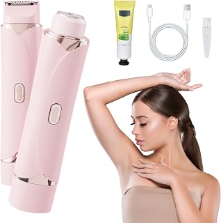 Afeitadora Eléctrica 2 en 1 para Muje, cortapelos corporal para mujer recortadora, Rasuradora Mujer zona Intima seco/mojado para Bikini Axilas Brazos Cara Nariz