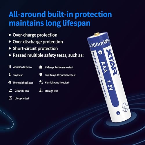 Miniatura 4 de Batería recargable AAA, XTAR 1.5V recargable de litio AAA batería 1200mWh 1.5V AAA baterías para cámara Blink (AAA* 8 unidades)