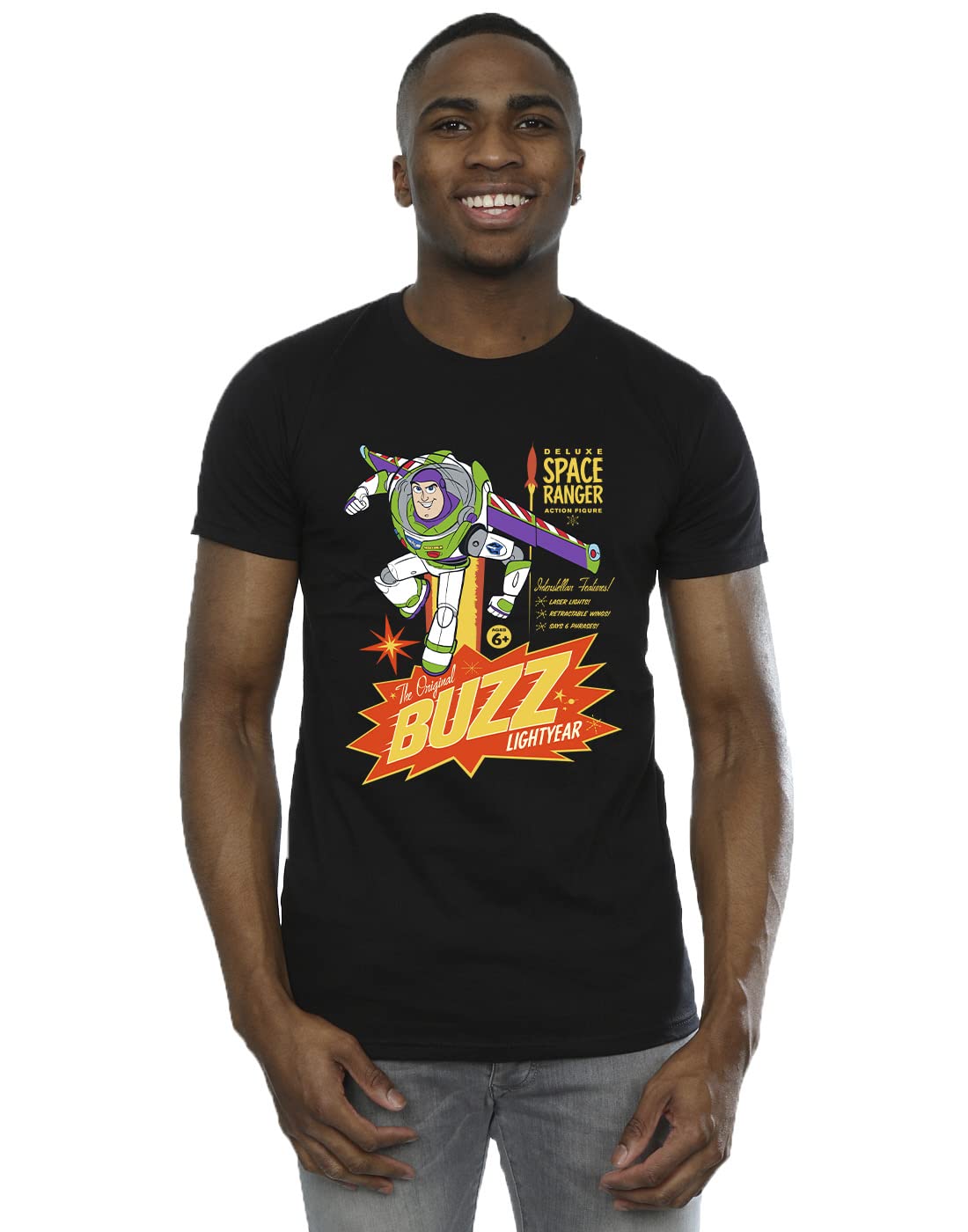 Absolute Cult Men's Black Disney Toy Story Buzz Lightyear Space T-Shirt XXXX-Large