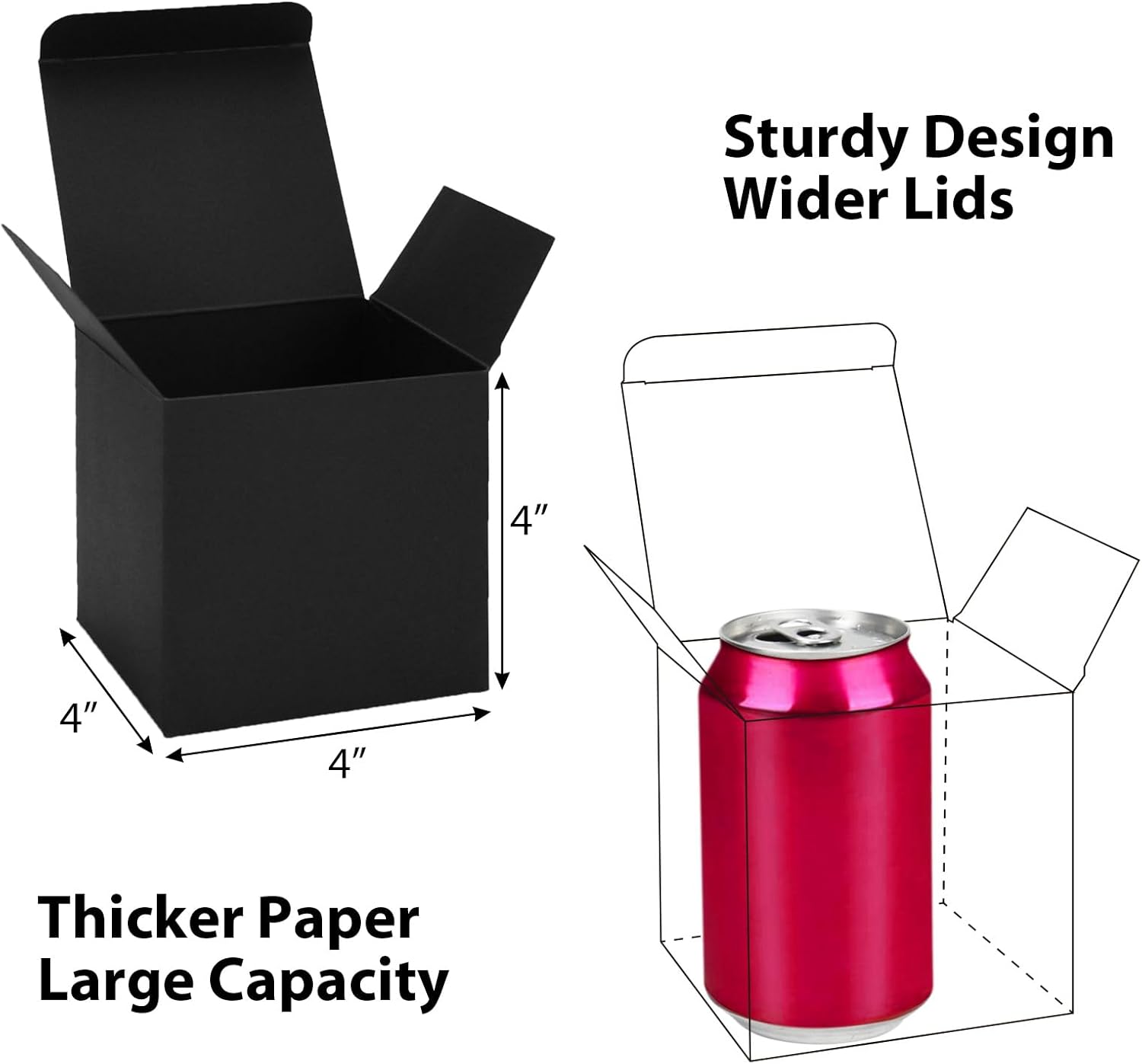 Aosric 24 Pack Black Gift Boxes 4x4x4 In – Premium Thick Cardstock Gift Box with Lids & Base Support – Small Party Favor Boxes for Wedding, Birthday, Baby Shower, Holiday Gifts - Image 2