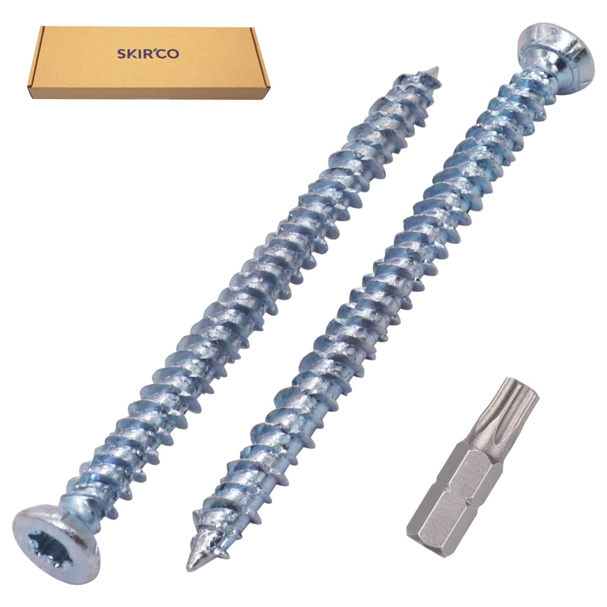SKIR'CO (50 Stück) Betonschrauben, verzinkt 7,5 x 92 mm Senkkopf, Mauerwerk Schrauben, Rahmen Befestigungsschraube