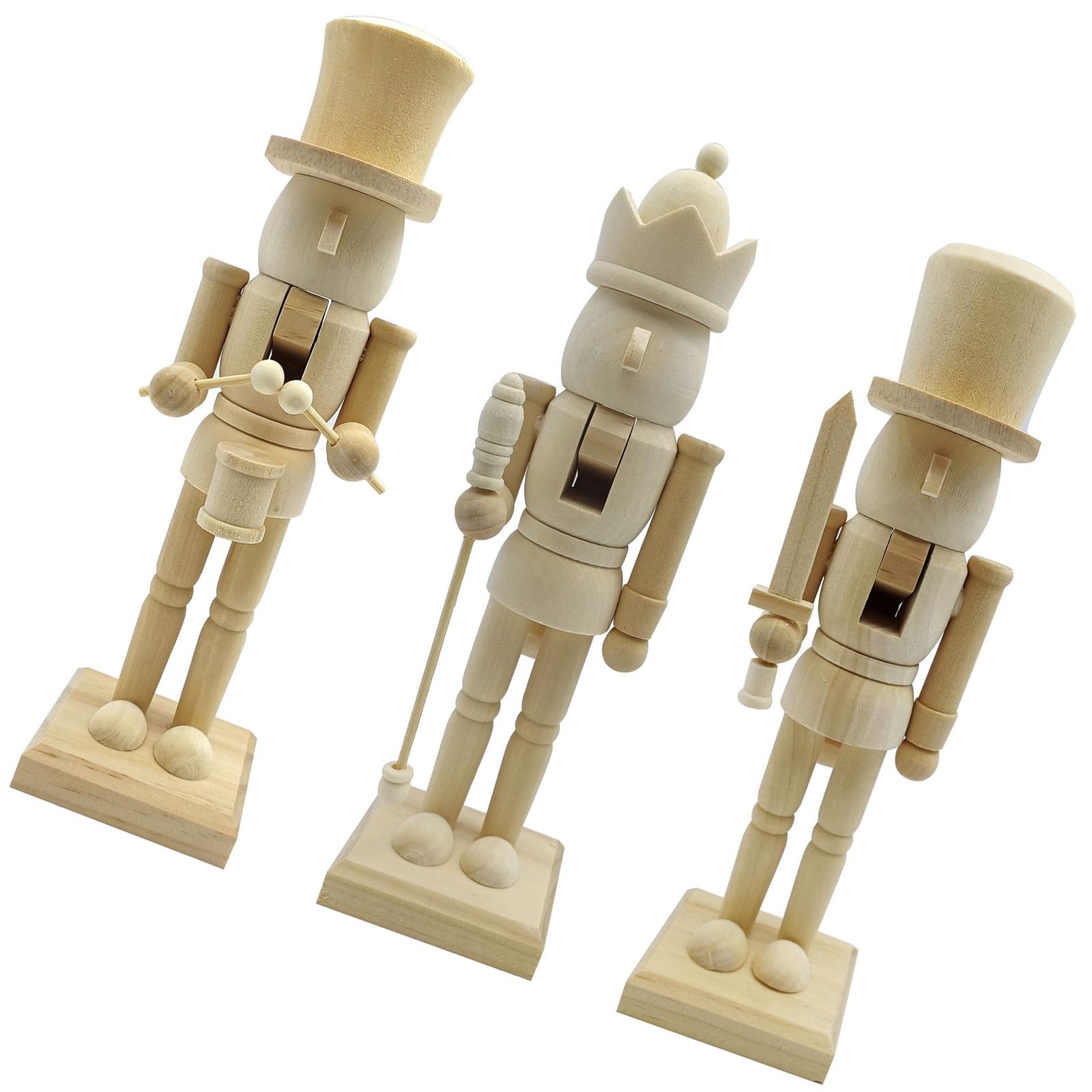 Tsophreniq Ll0073 Wood Christmas Nutcrackers Unfinished Coloring Christmas Nutcrackers Ornament Unpainted Puppet King Soldiers Wood Soldiers Statue Painting Craft