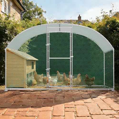 Soontrans Hühnerstall 3x2 m Kompakt Tunnel Hühnergehege, 6 ㎡ Tagesfreilauf mit Dach & Drahtseitenwände & Riegelsystem-Tür, Freilaufgehege Hühner für kleine Gärten